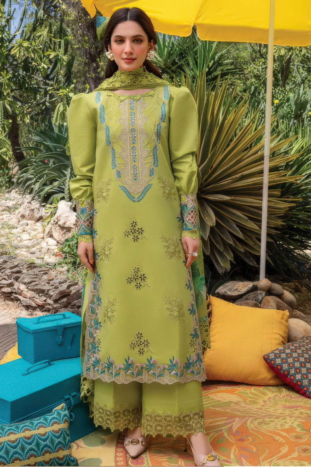 Dhanak embroidered unstitched 3 piece dress