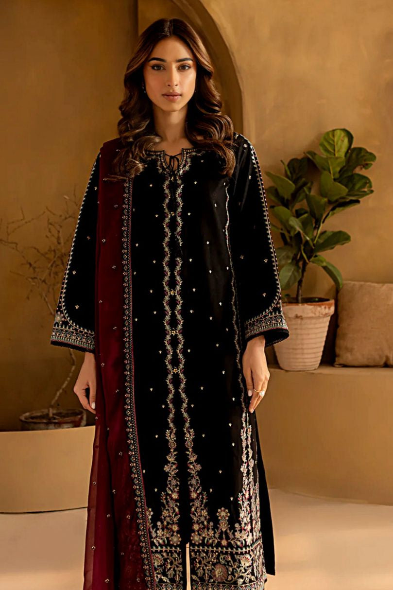 Dhanak embroidered unstitched 3 piece dress