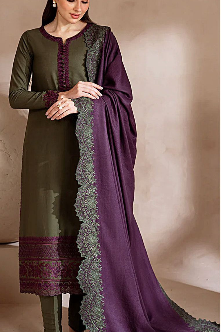 Dhanak embroidered unstitched 3 piece dress