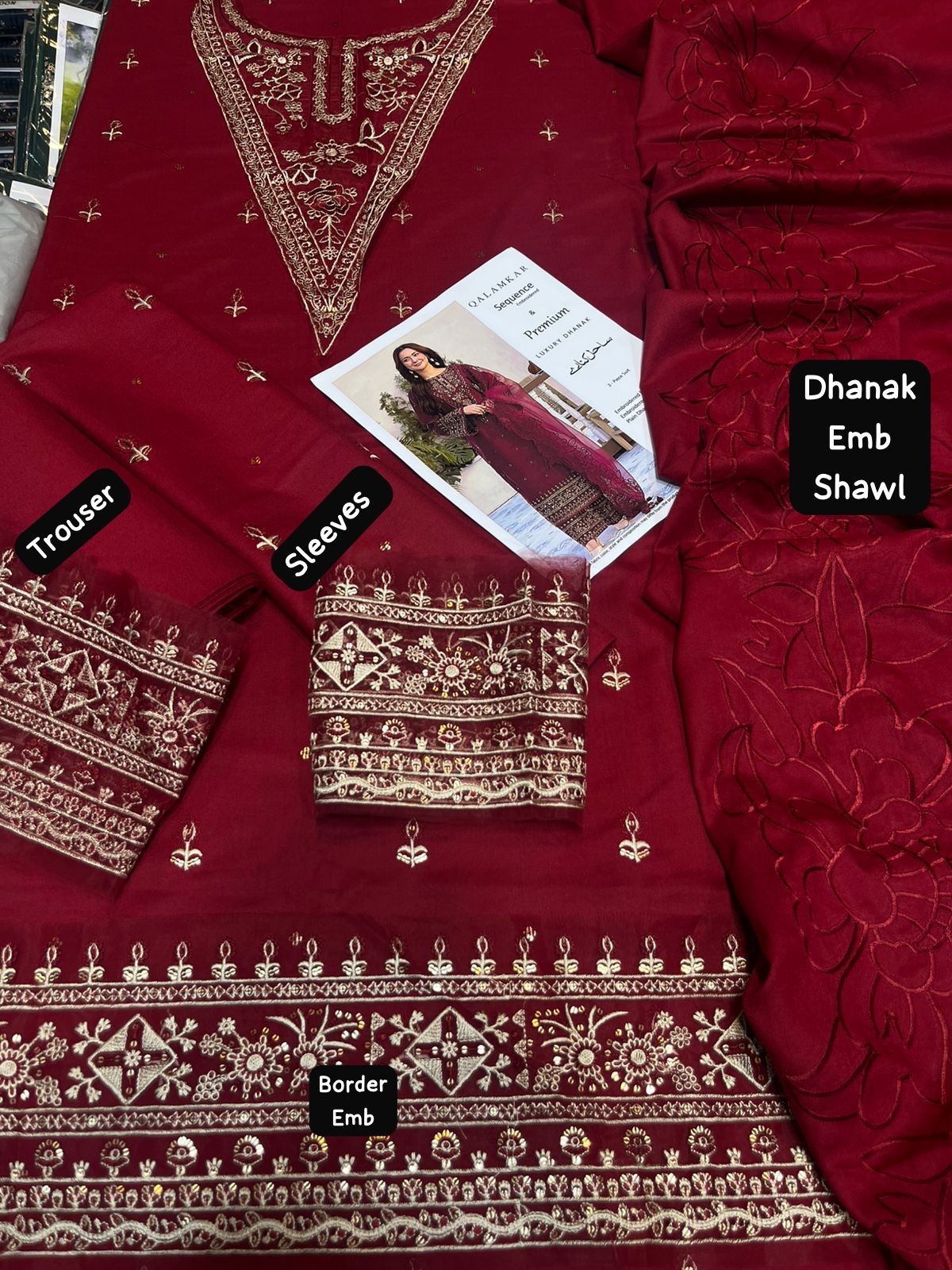 Dhanak embroidered unstitched 3 piece dress