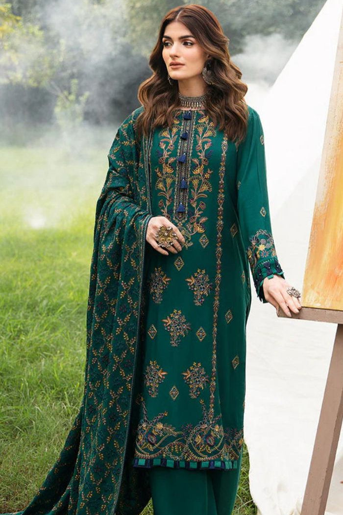 Dhanak embroidered unstitched 3 piece dress