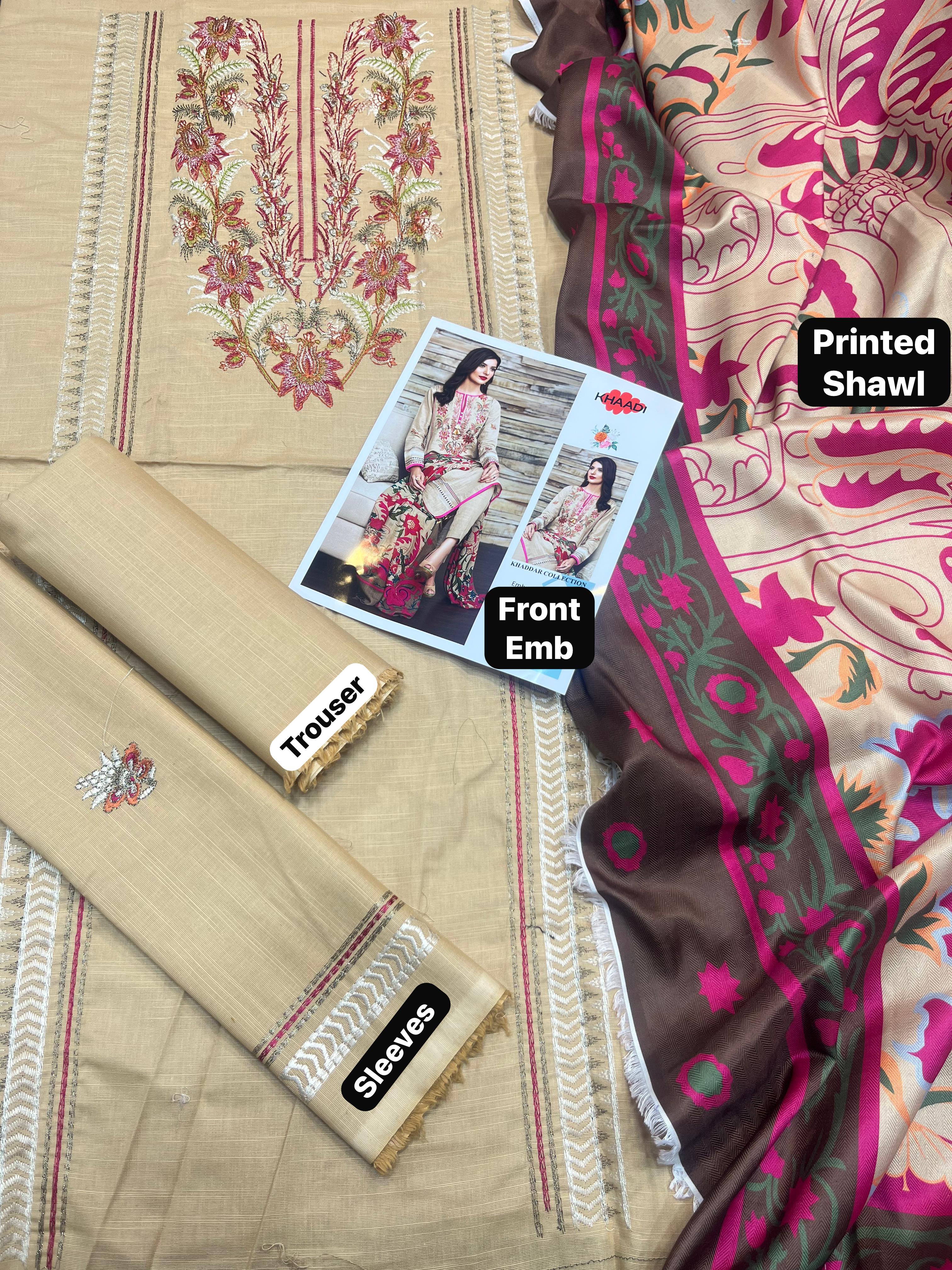 Khaddar digital  printed unstitched piece dress