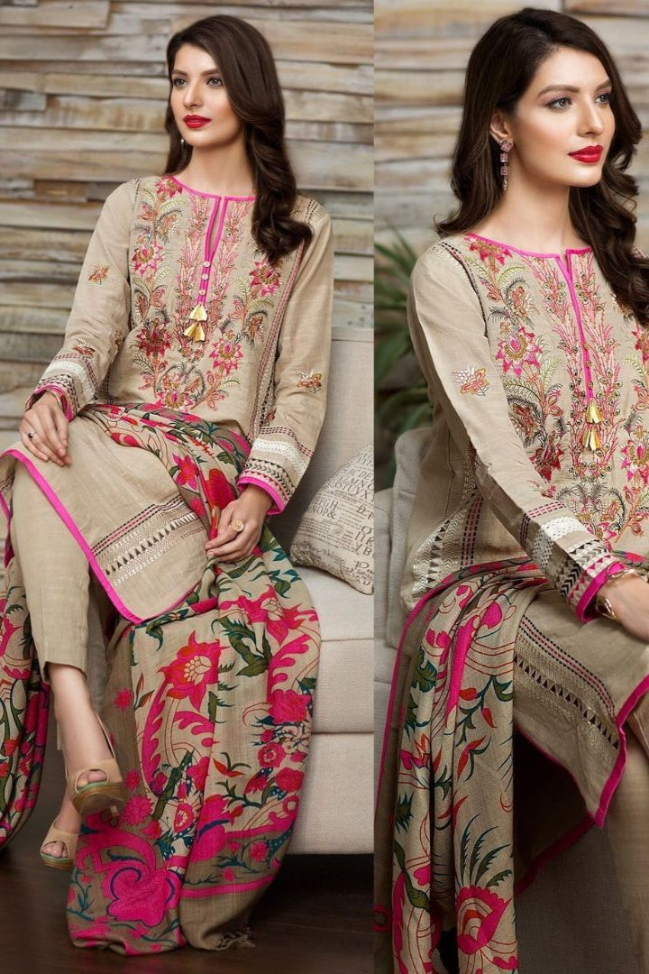 Khaddar digital  printed unstitched piece dress