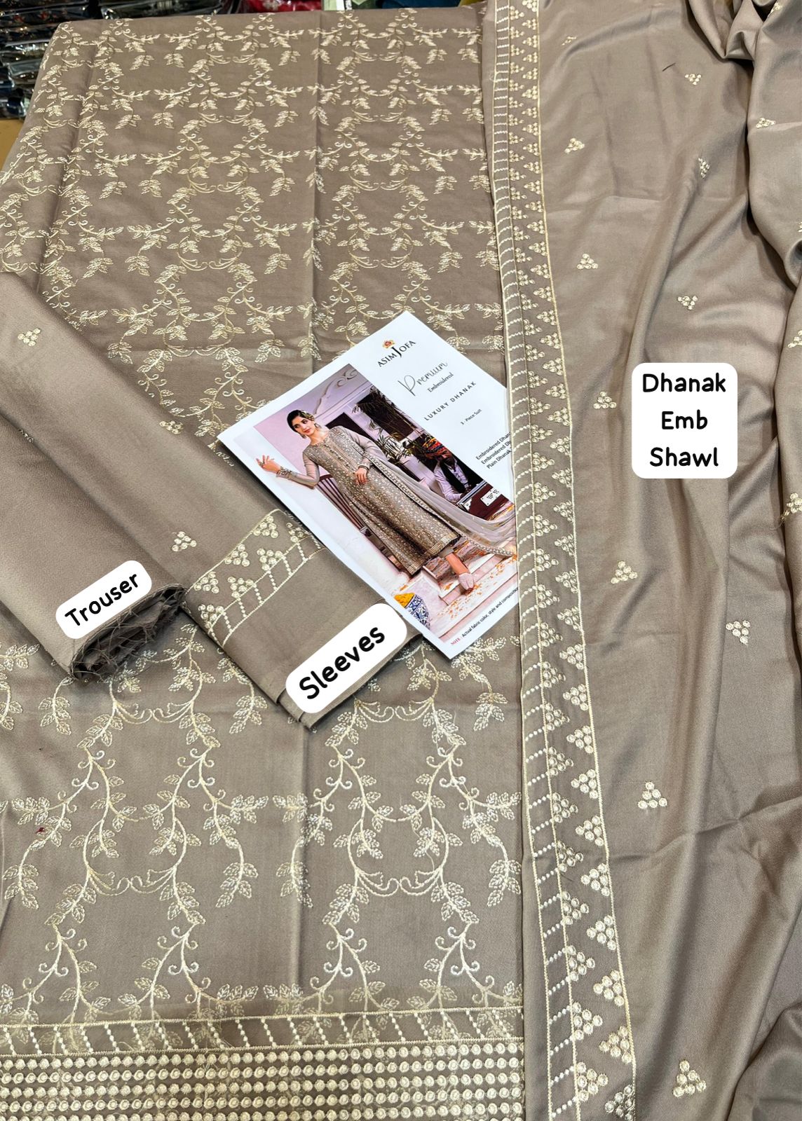 Dhanak embroidered unstitched  3 piece dress