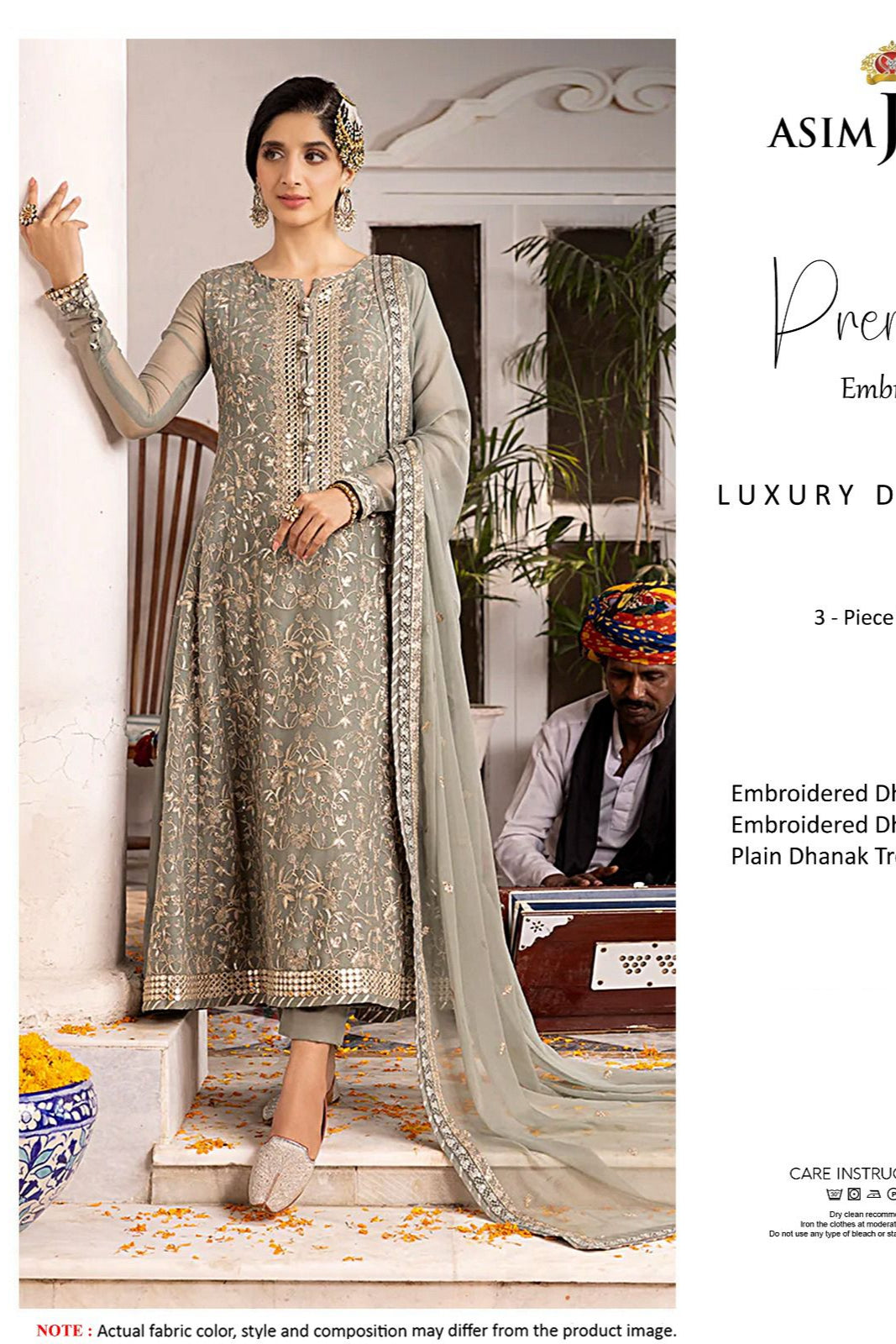 Dhanak embroidered unstitched  3 piece dress