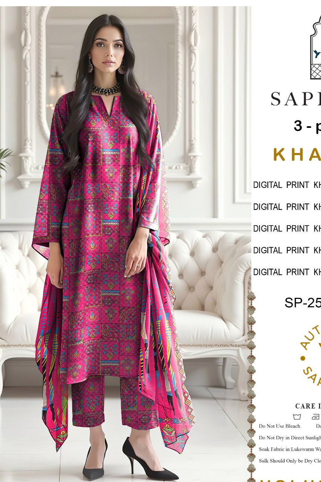 Khaddar digital printed unstitched 3 piece dress