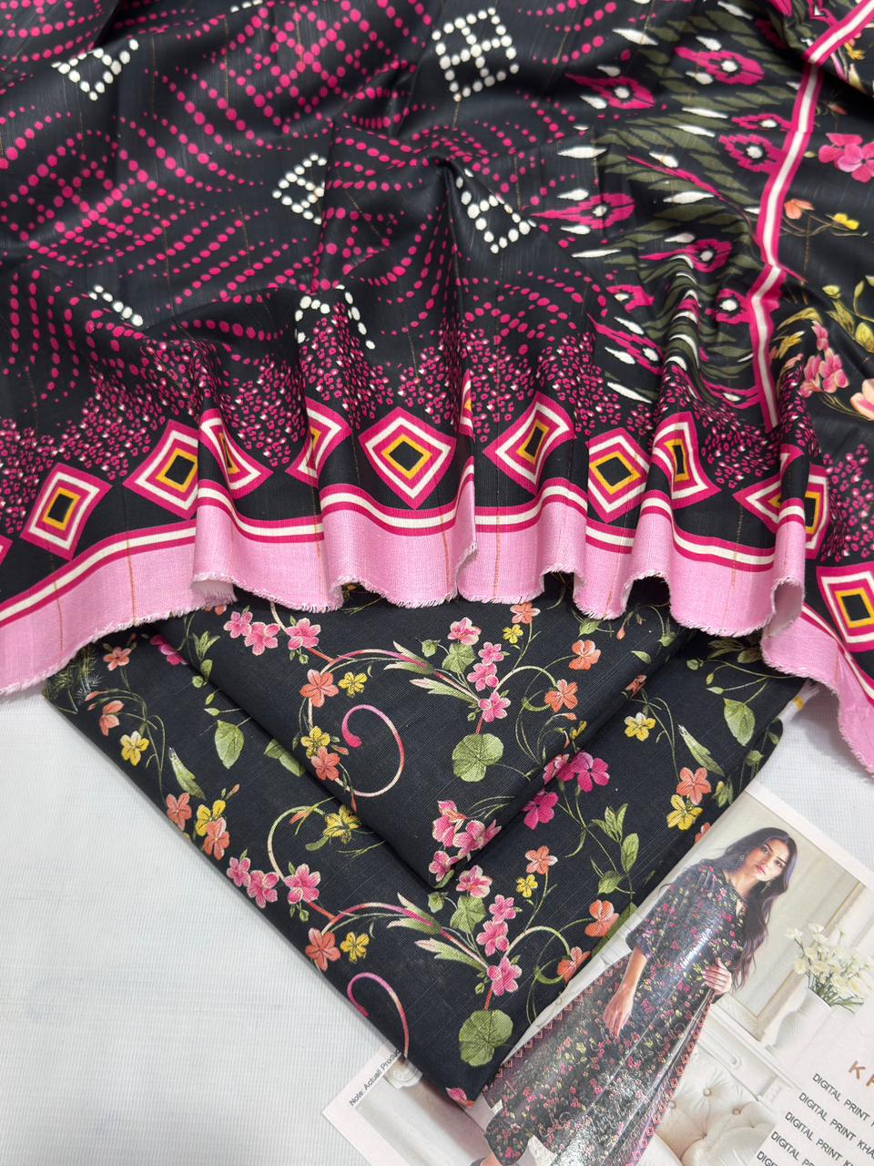 Khaddar digital printed unstitched 3 piece dress