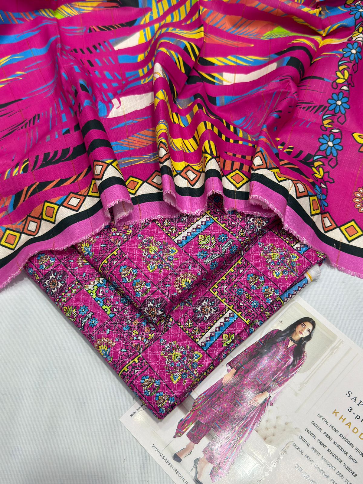 Khaddar digital printed unstitched 3 piece dress