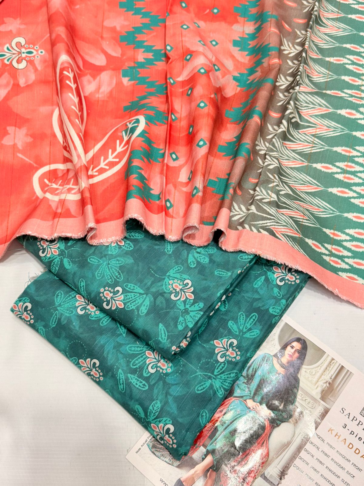 Khaddar digital printed unstitched  3 piece dress