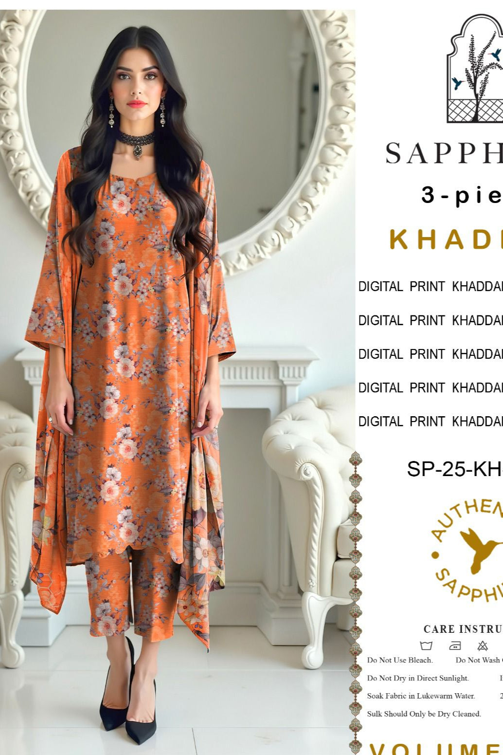Khaddar digital printed unstitched 3 piece dress