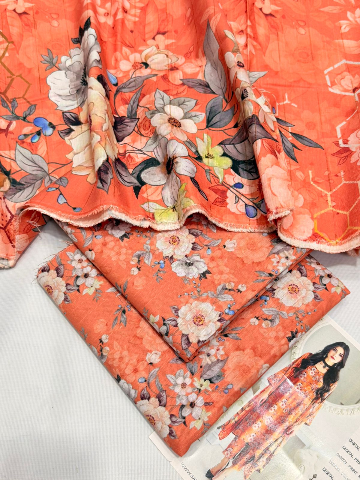 Khaddar digital printed unstitched 3 piece dress