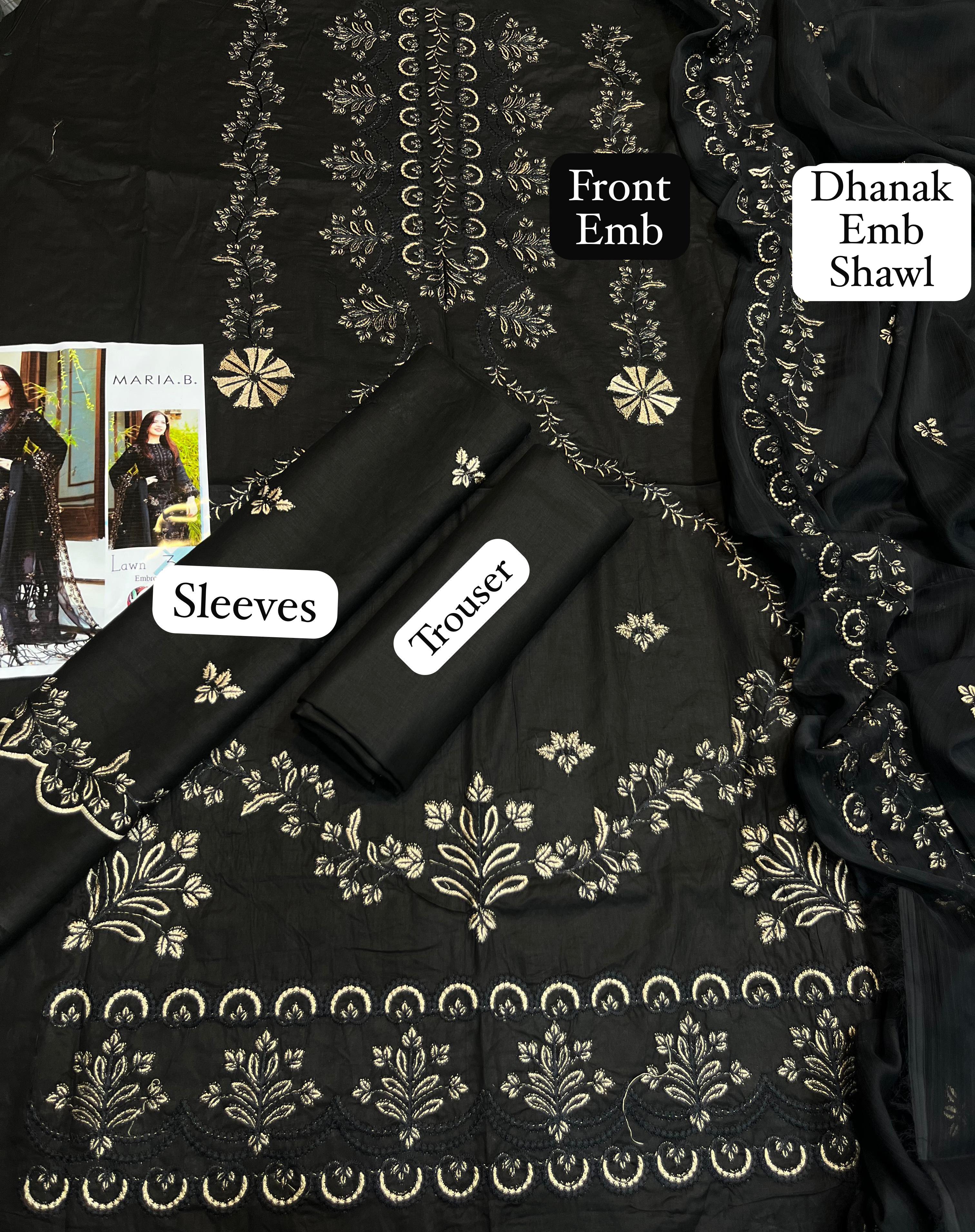 Dhanak embroidered unstitched 3 piece dress