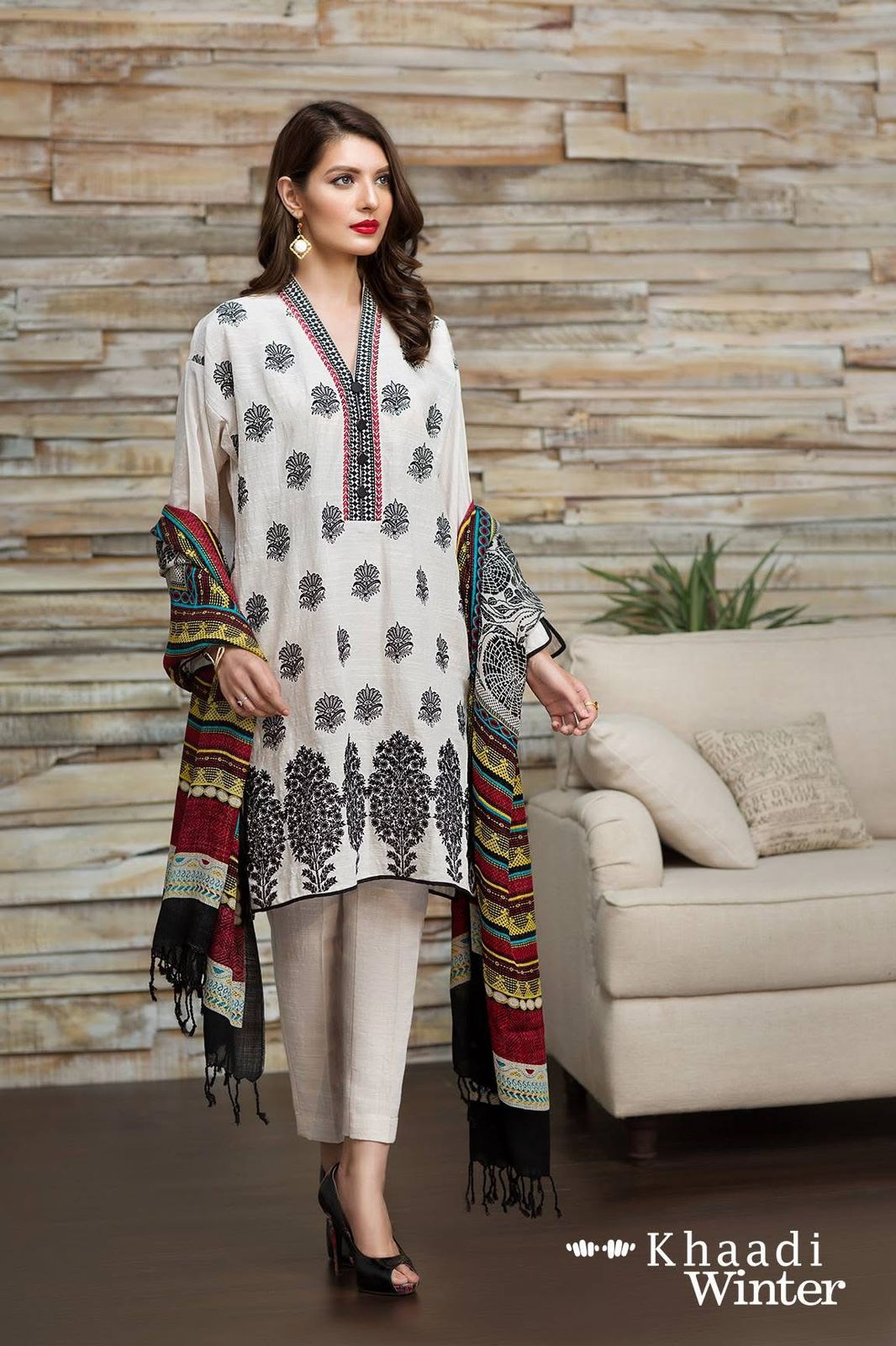 Dhanak embroidered unstitched 3 piece dress