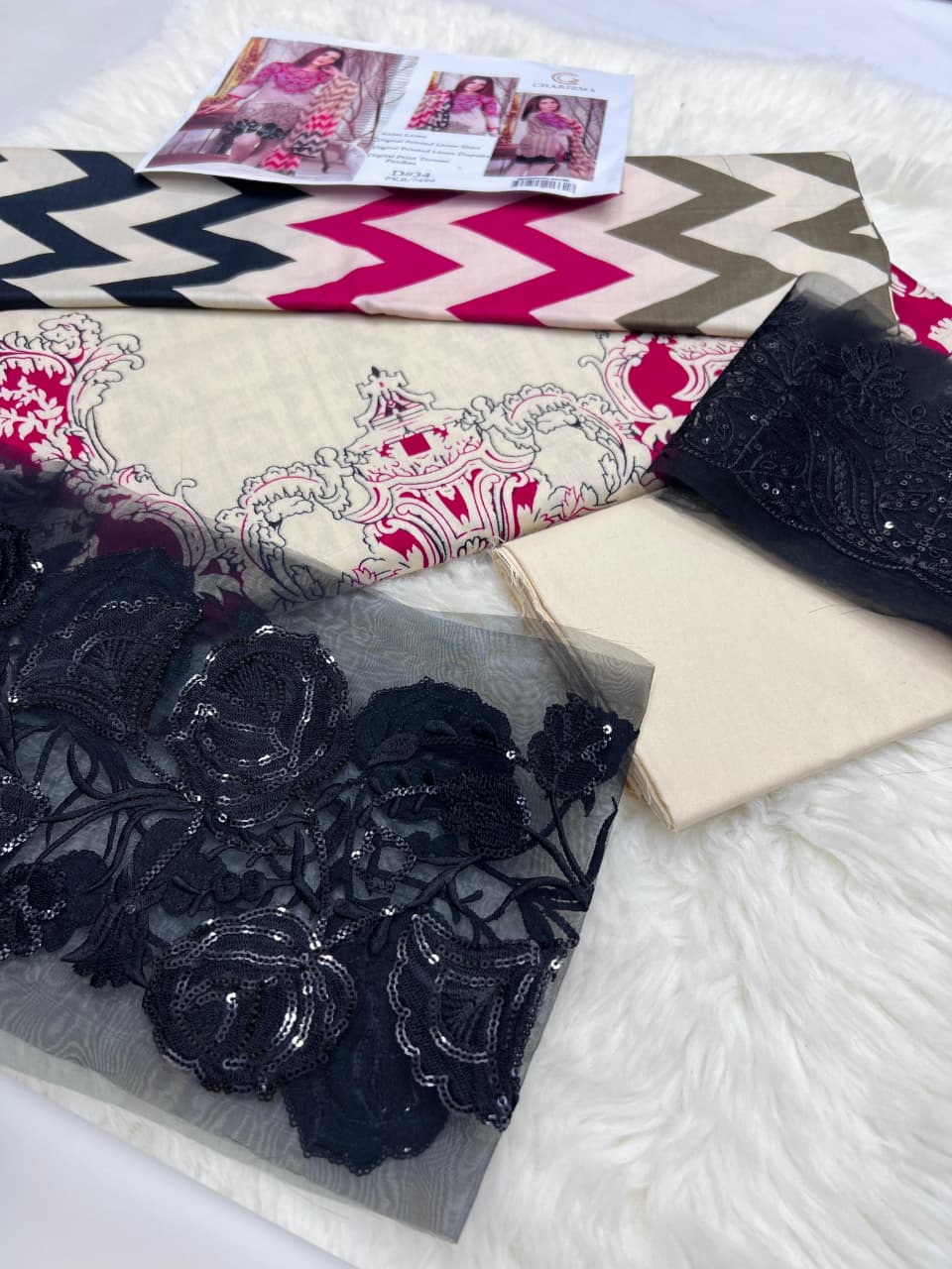 Dhanak embroidered unstitched 3 piece dress