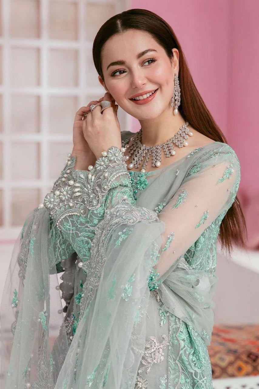 Stain silk embroidered unstitched 3 piece dress