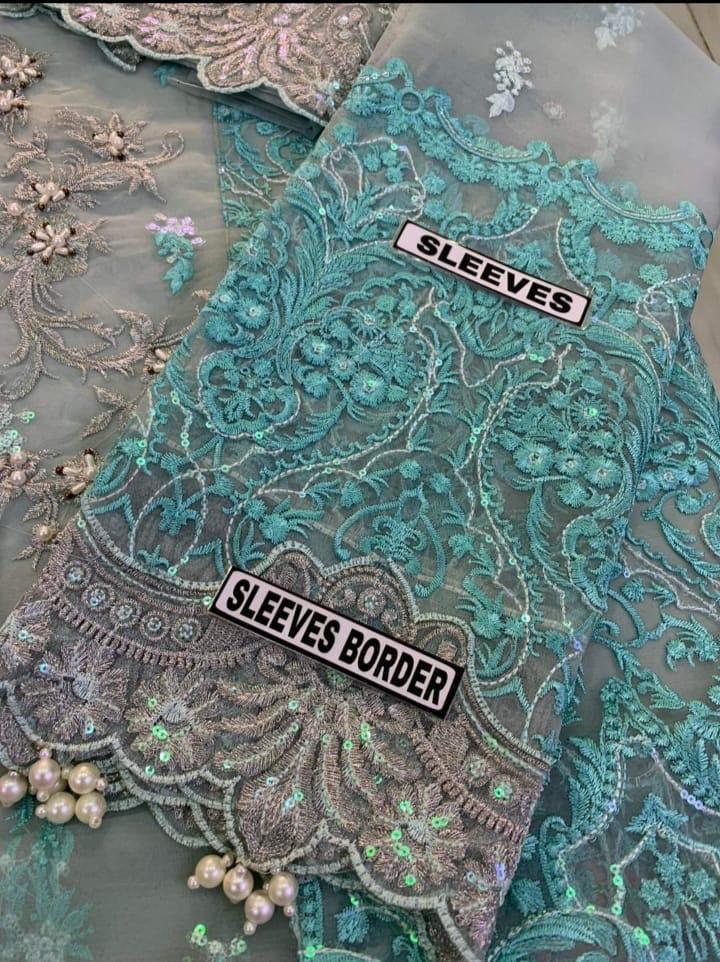 Stain silk embroidered unstitched 3 piece dress