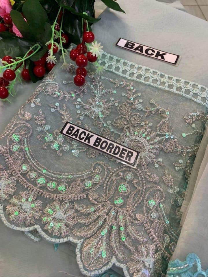 Stain silk embroidered unstitched 3 piece dress