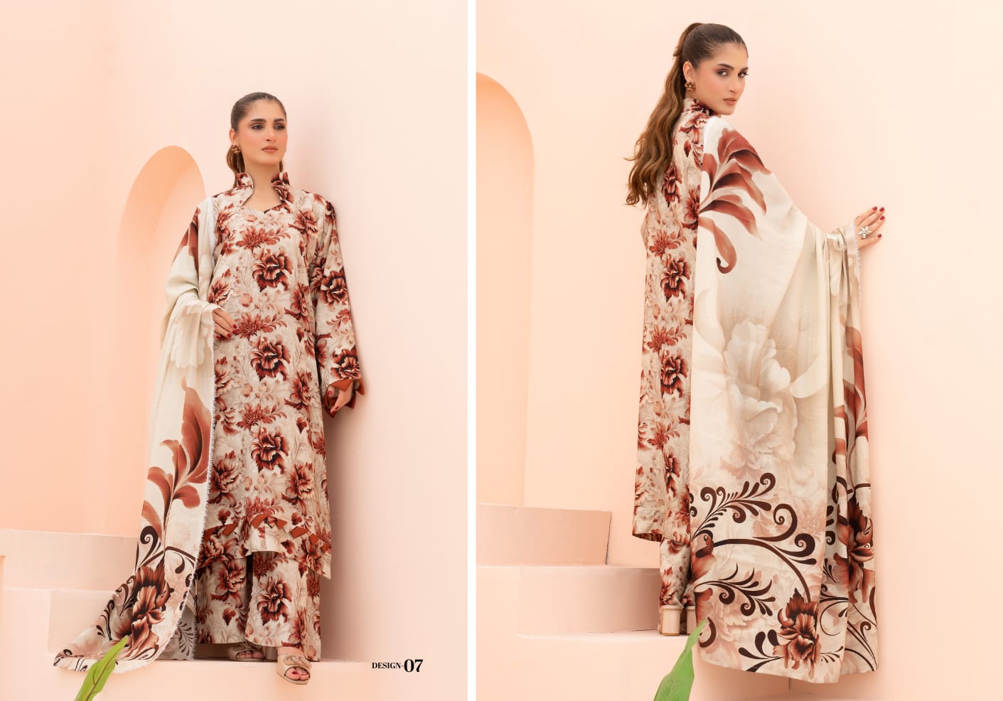 Linen digital printed unstitched 3 piece dress