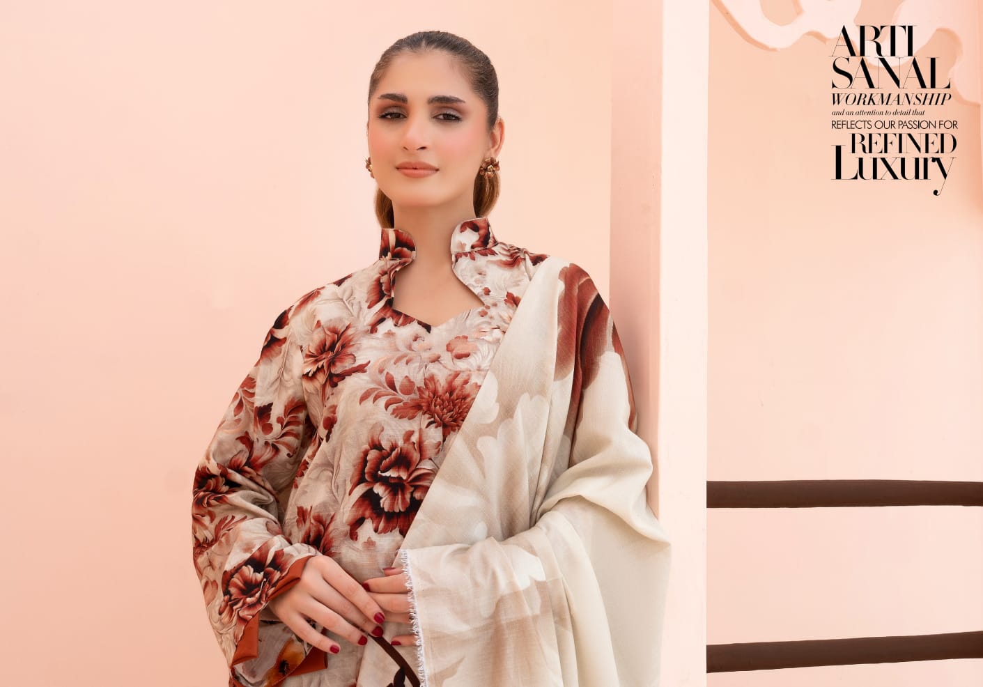 Linen digital printed unstitched 3 piece dress