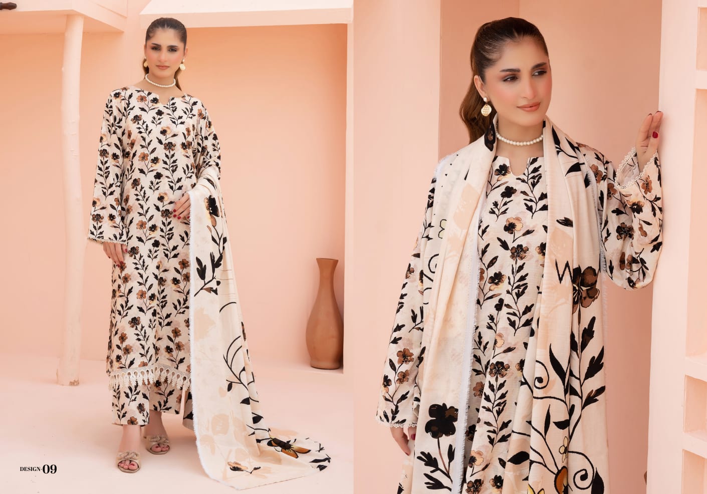 Linen digital printed unstitched 3 piece dress