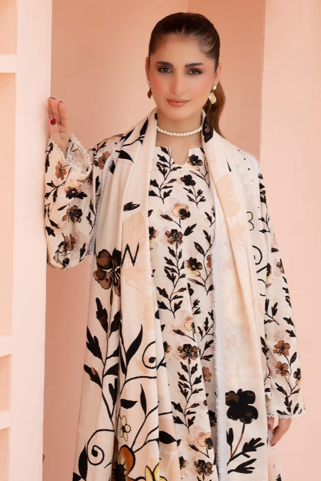 Linen digital printed unstitched 3 piece dress