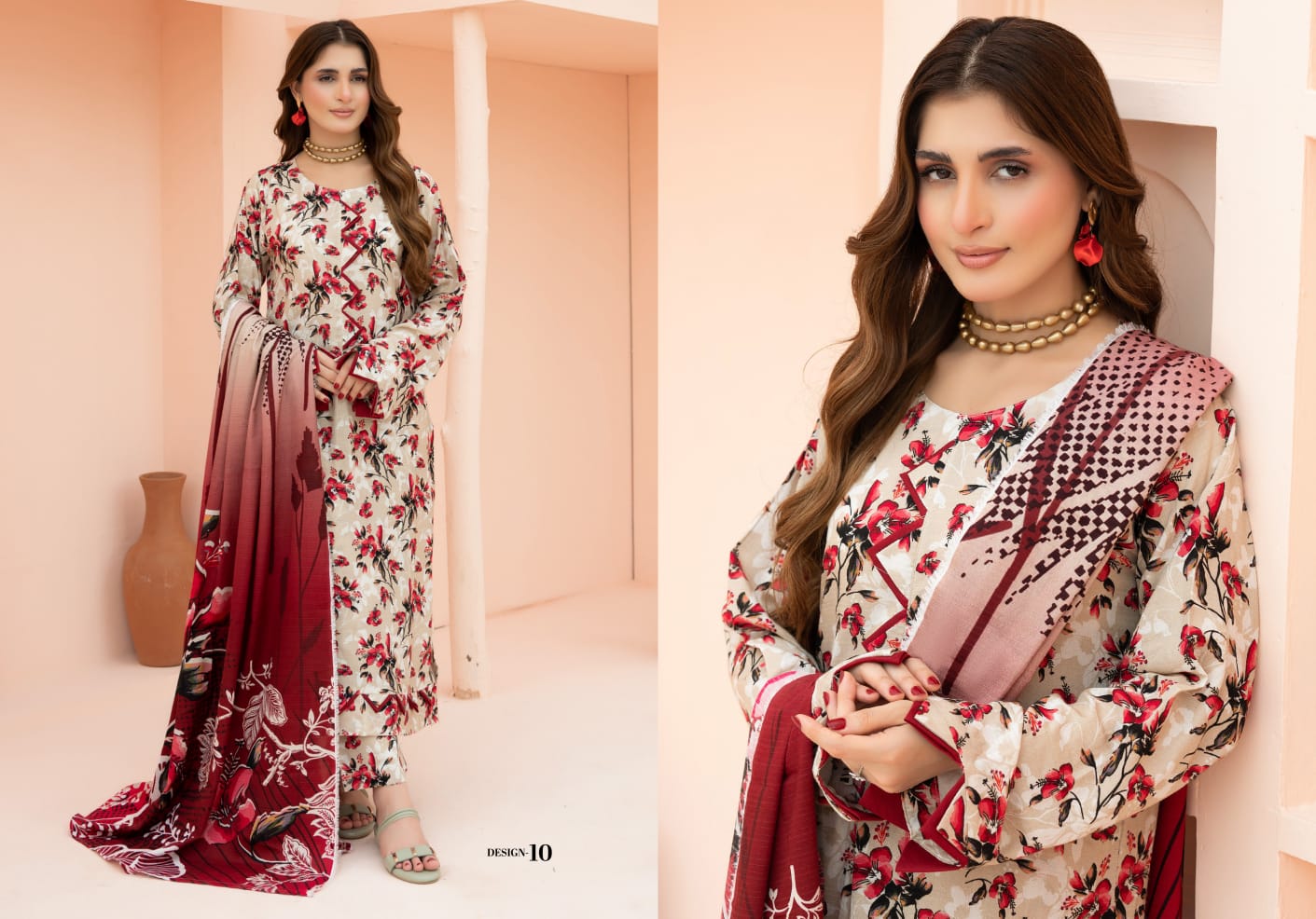 Linen digital printed unstitched 3 piece dress