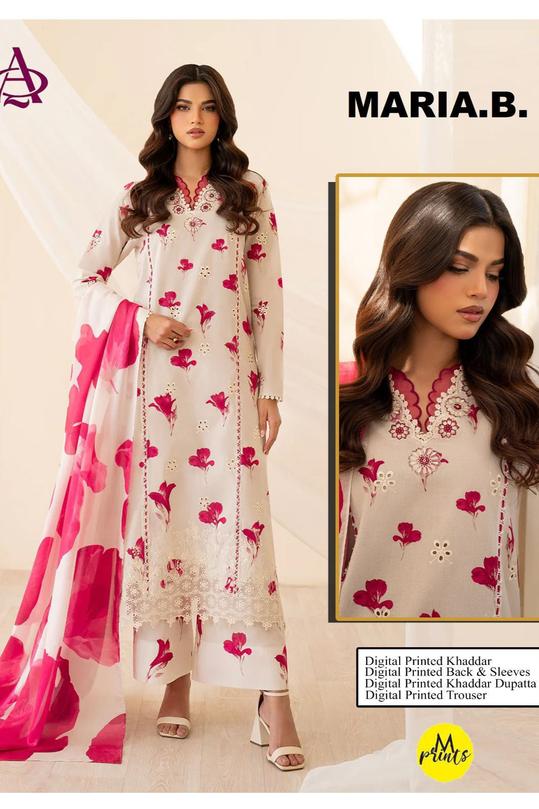 Khaddar digital printed unstitched 3 piece dress