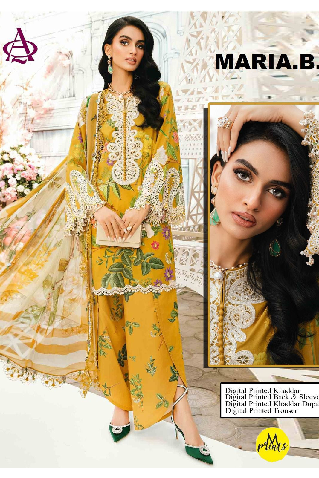 Khaddar digital printed unstitched 3 piece dress