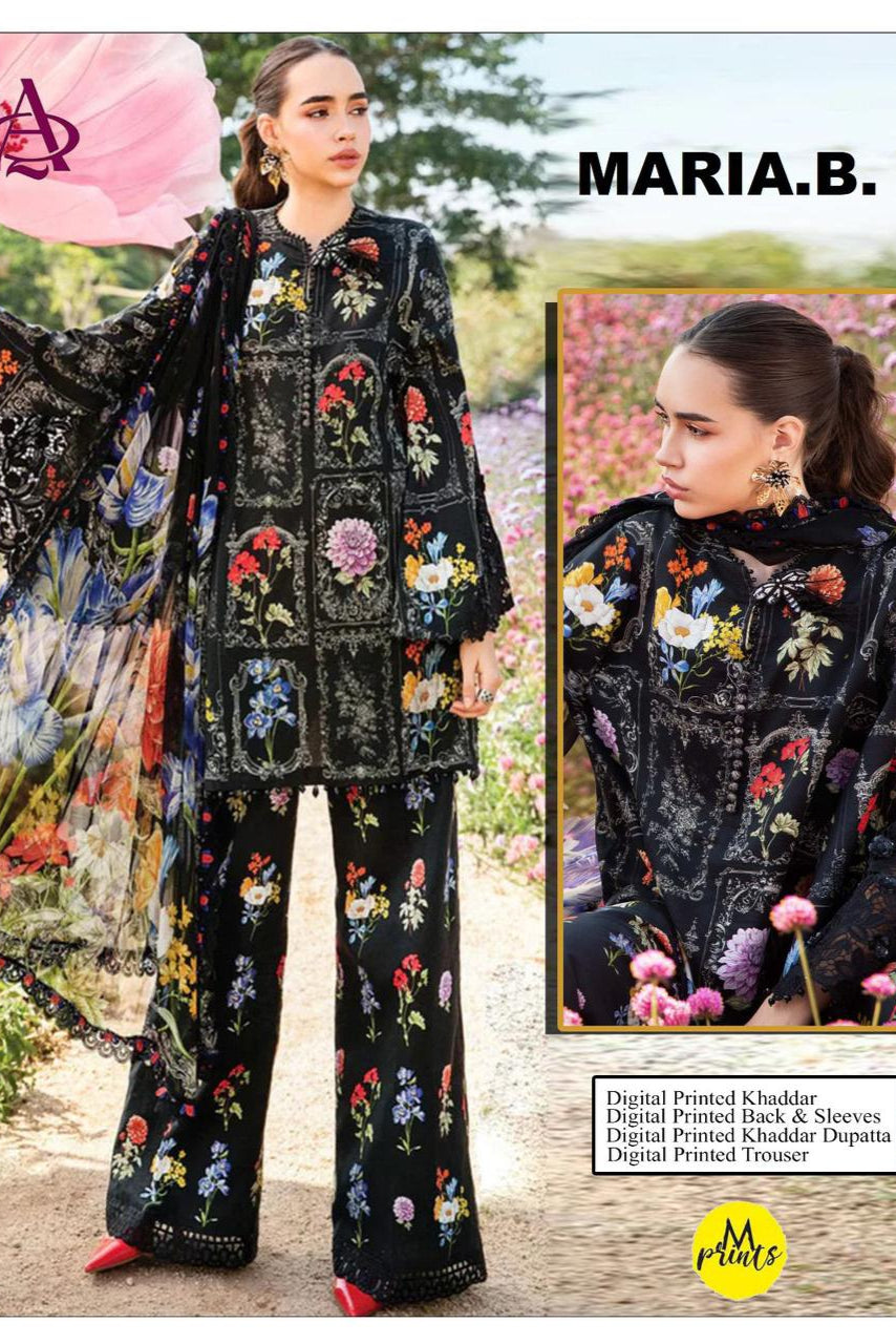 Khaddar digital printed unstitched 3 piece dress