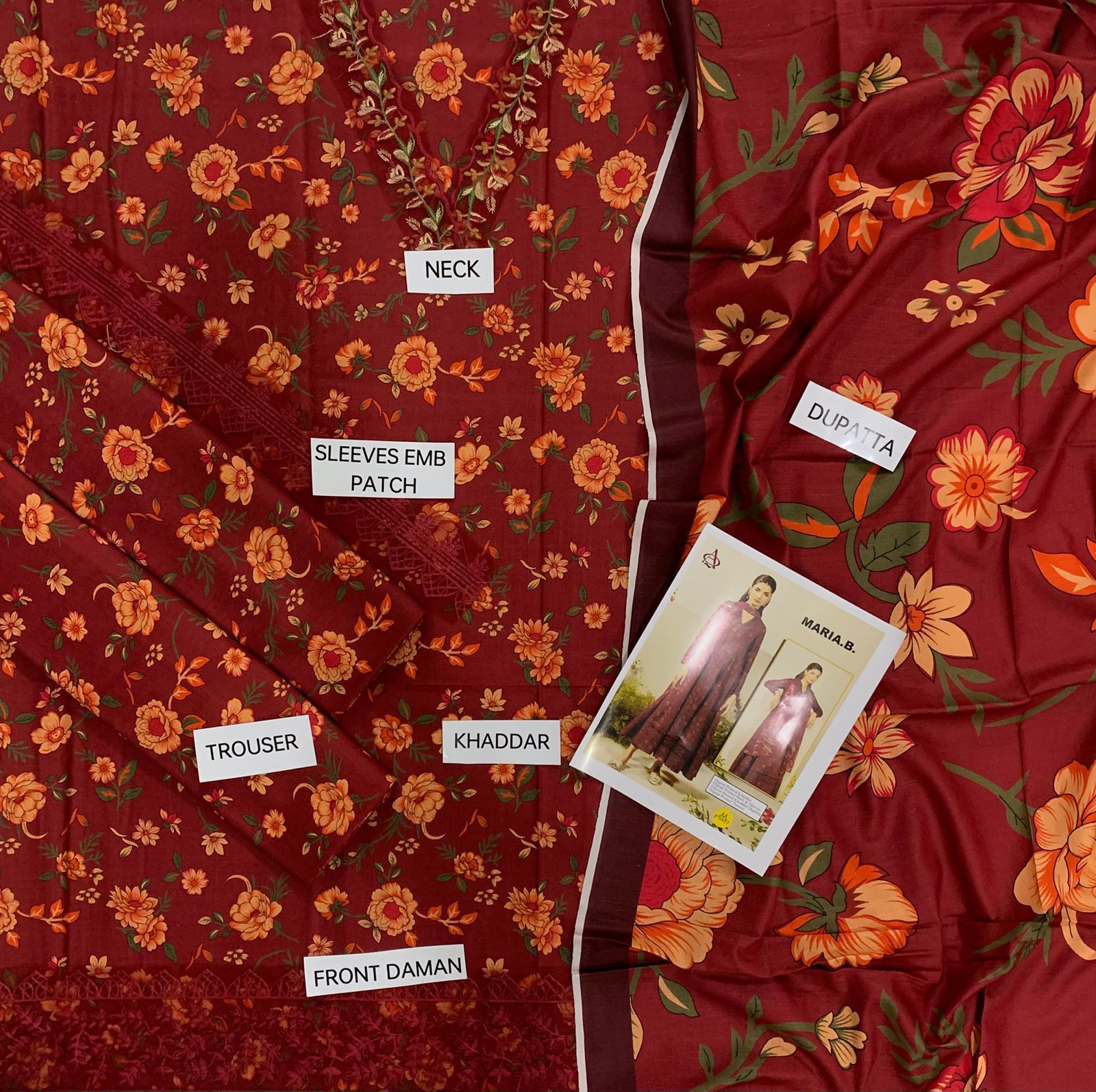 Khaddar digital printed unstitched 3 piece dress