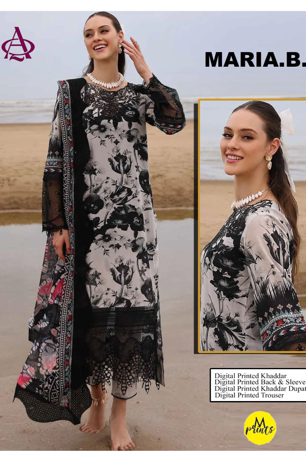 Khaddar digital printed unstitched 3 piece dress