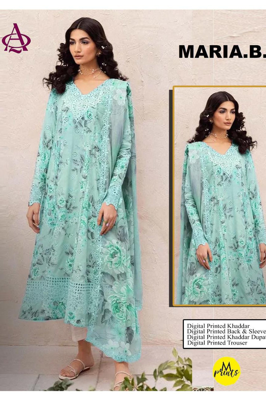 Khaddar digital ptinted unstitched 3 piece dress