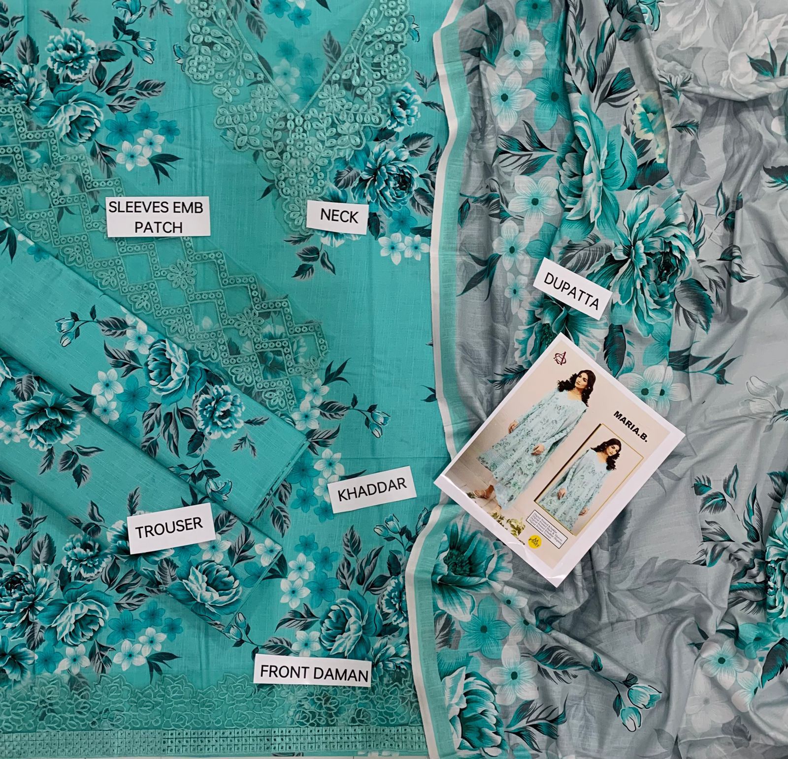 Khaddar digital ptinted unstitched 3 piece dress