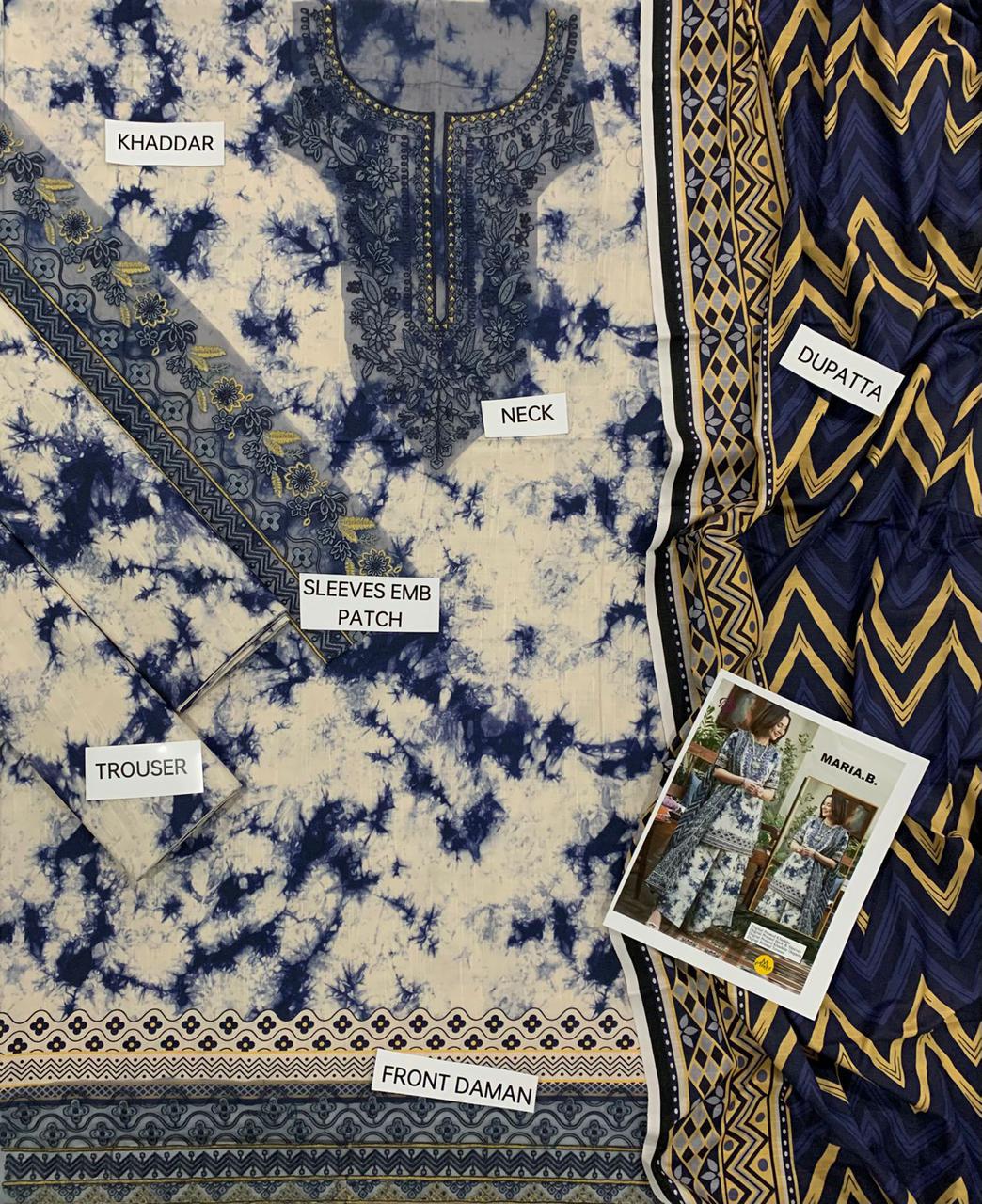 Khaddar digital printed  unstitched 3 piece dress