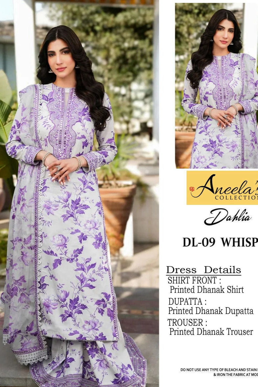 Dhanak digital printed unstitched 3 piece dress