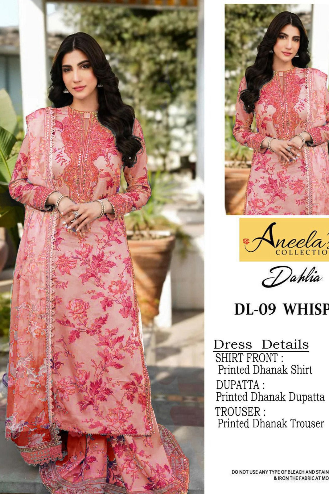 Dhanak digital printed unstitched 3 piece dress