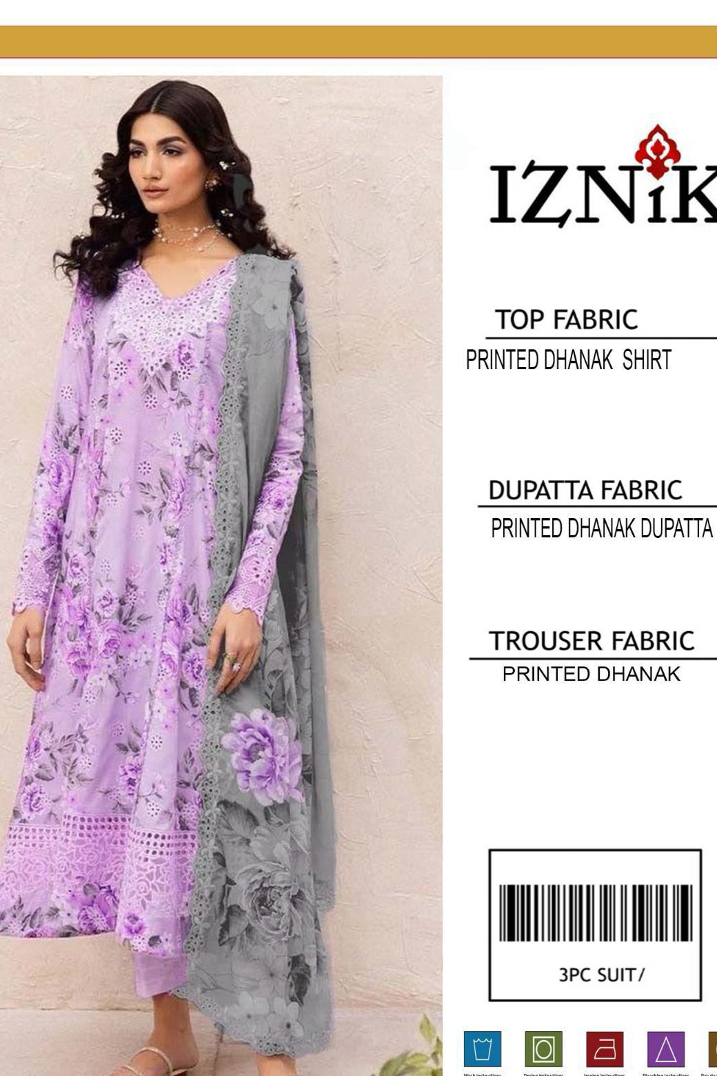 Dhanak digital printed unstirched 3 piece dress