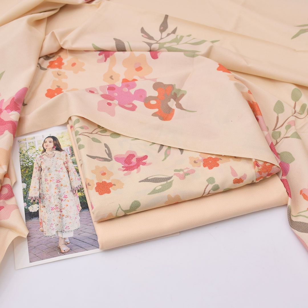 Dhanak digital printed unstitched 3 piece dress