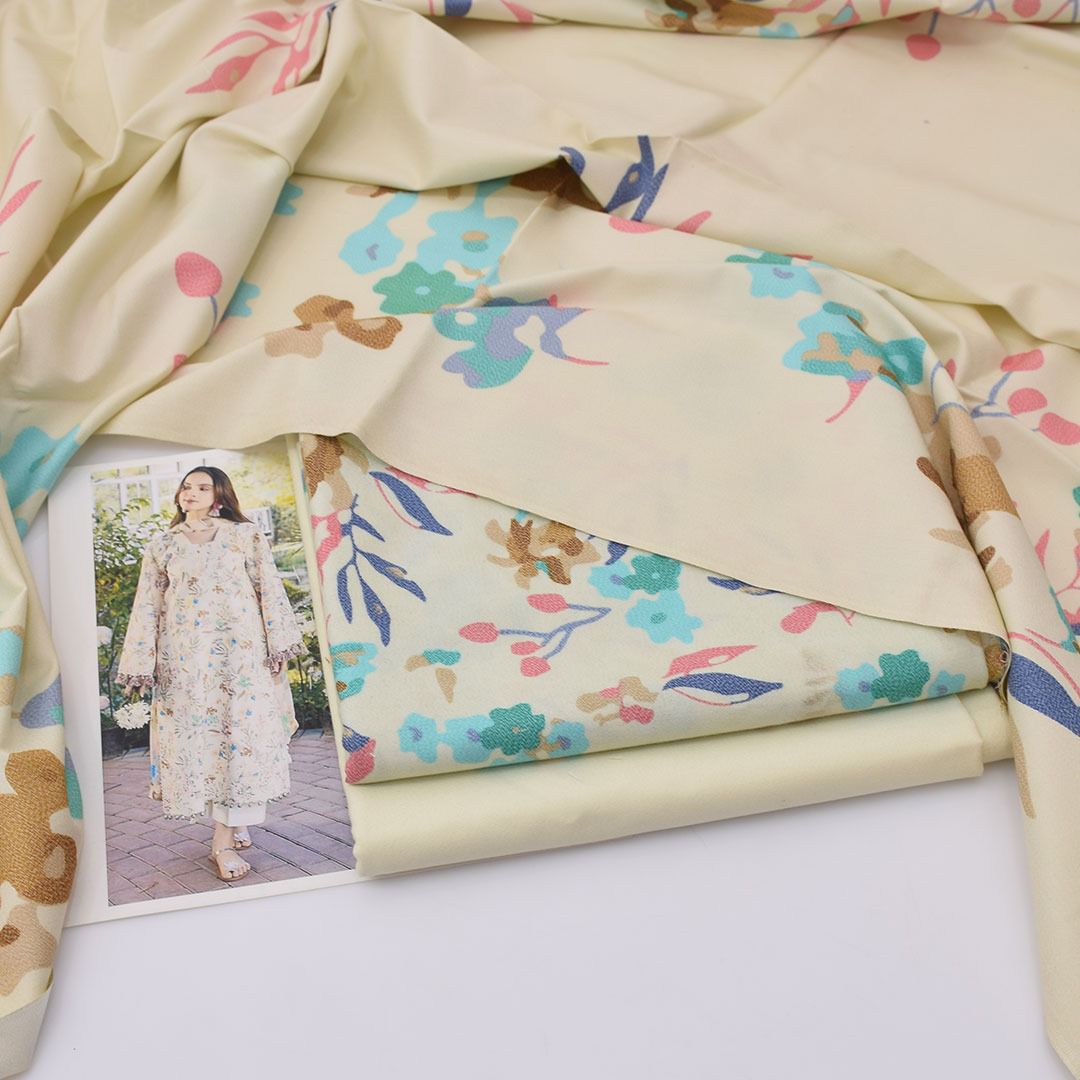 Dhanak digital printed unstitched 3 piece dress