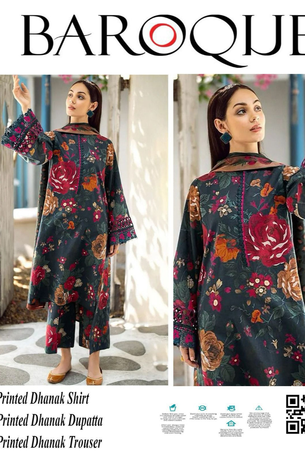 Dhanak digital printed unstitched 3 piece dress