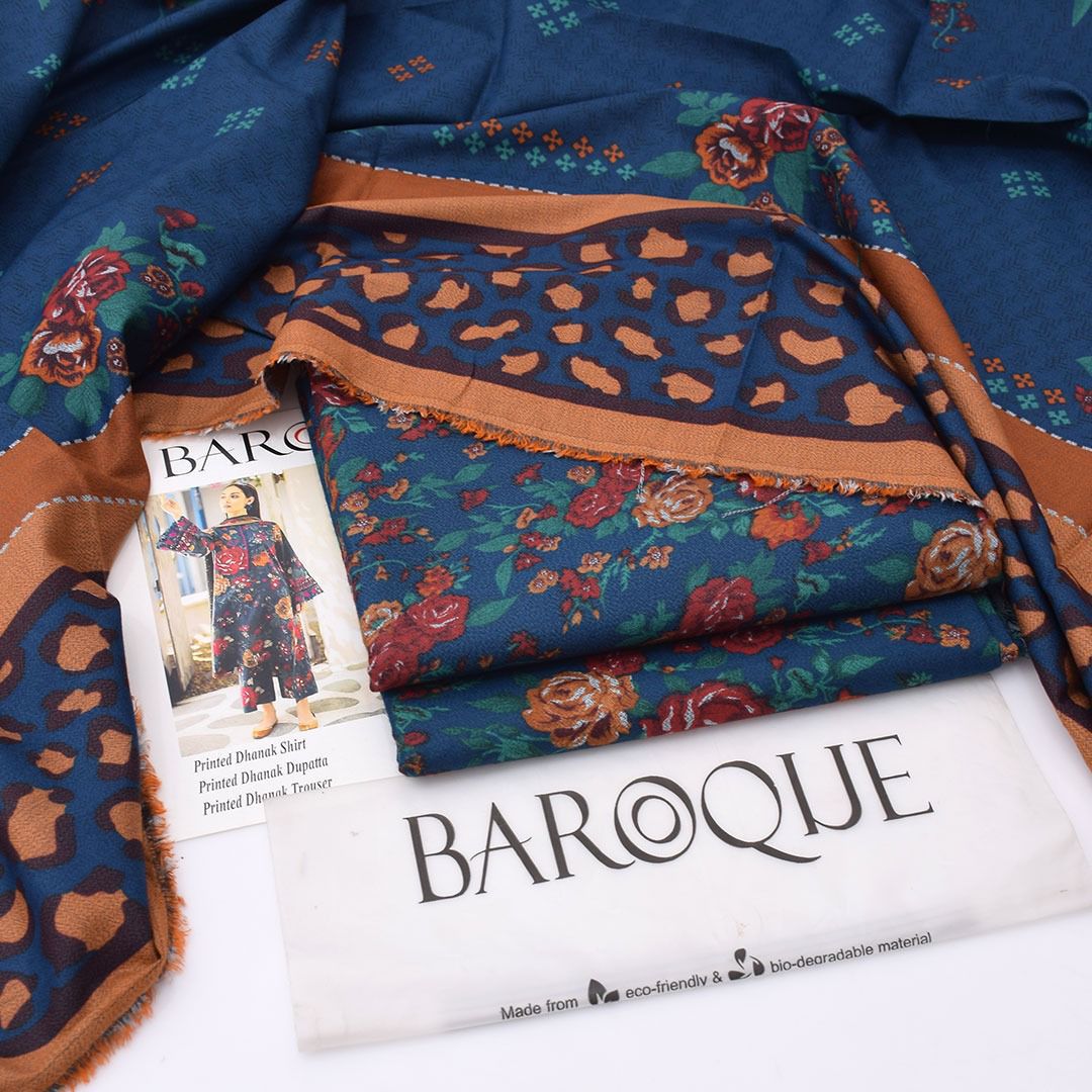 Dhanak digital printed unstitched 3 piece dress