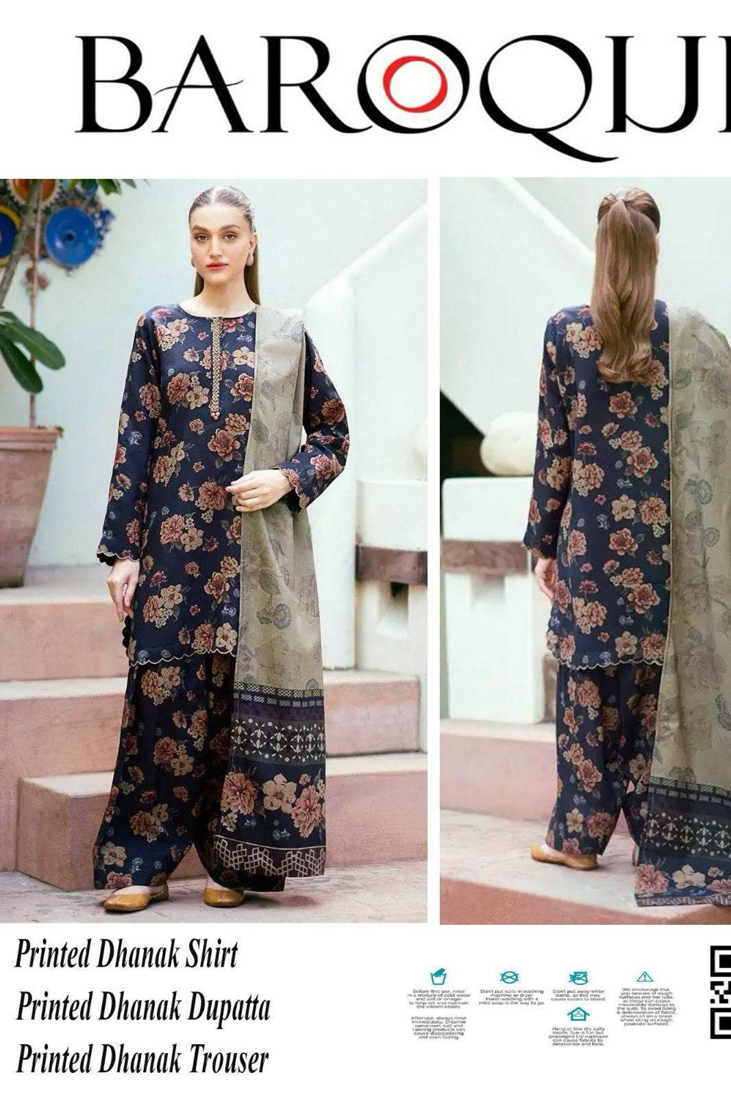 Dhanak digital printed unstitched 3 piece dress