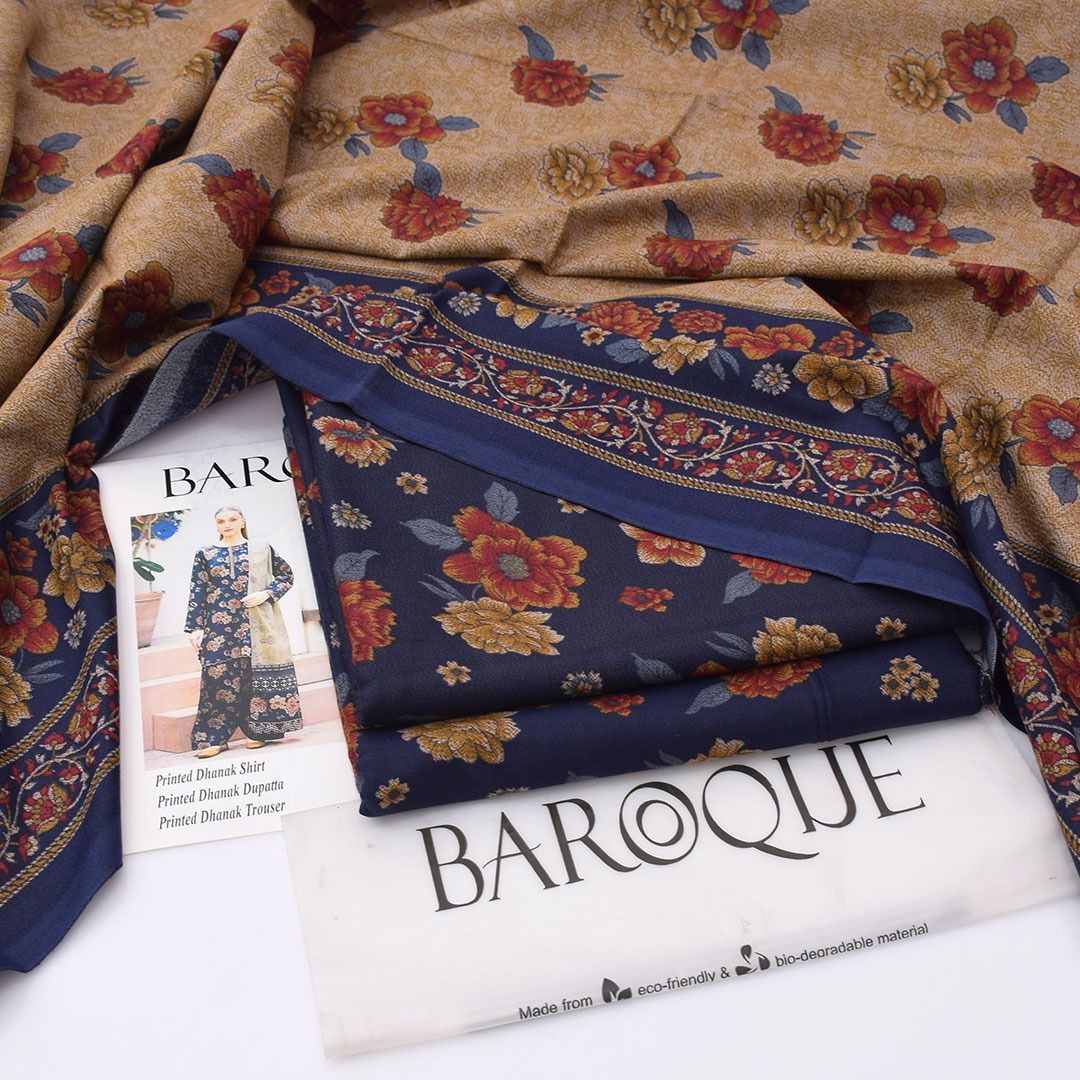 Dhanak digital printed unstitched 3 piece dress