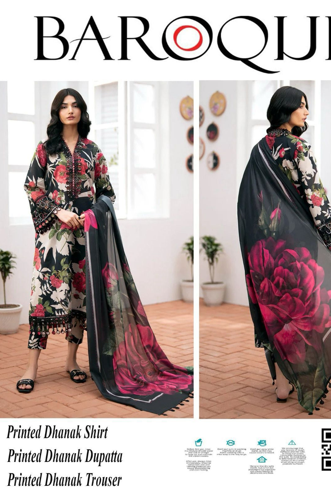 Dhanak digital printed unstitched 3 piece dress