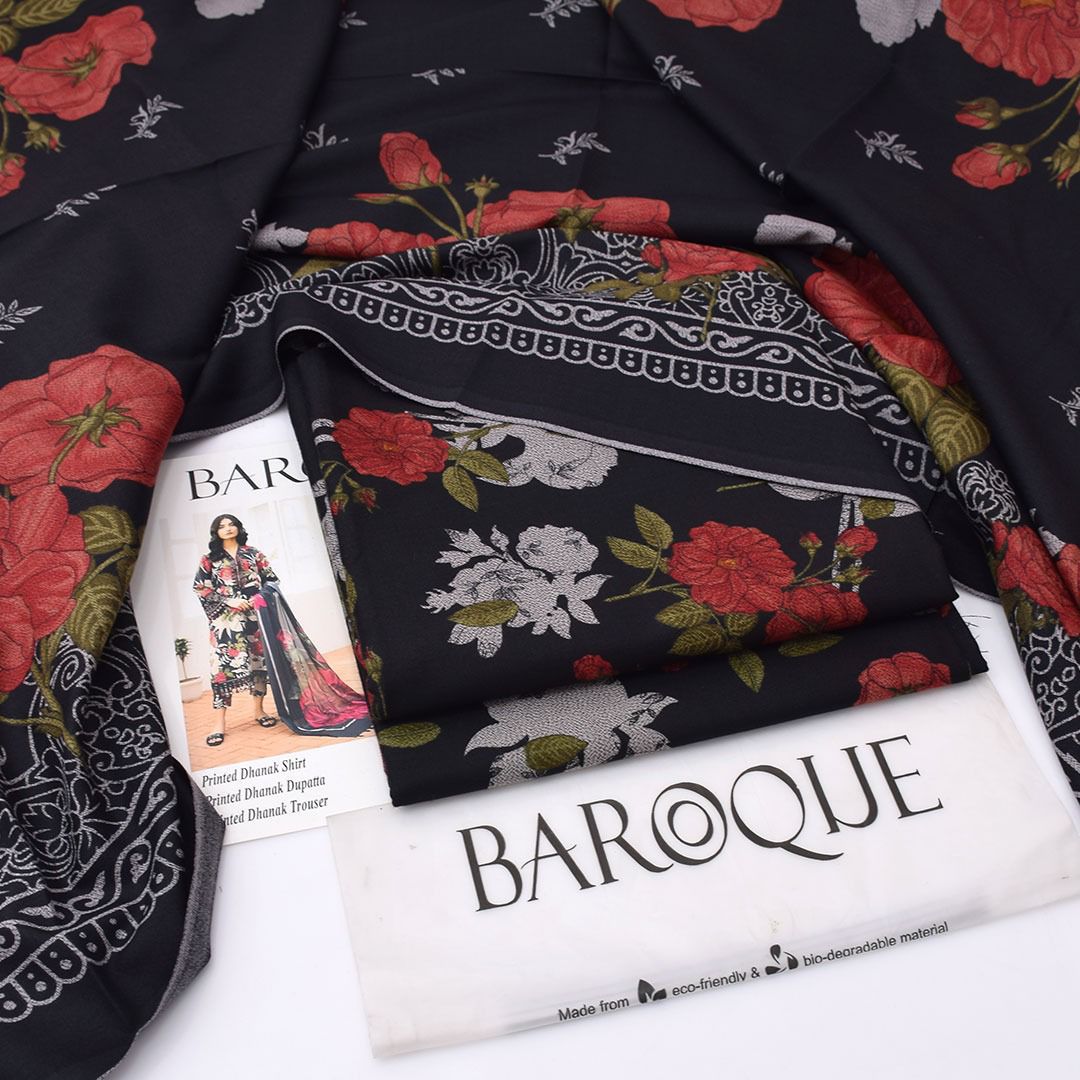 Dhanak digital printed unstitched 3 piece dress