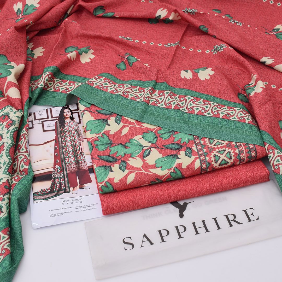 Dhanak  digital printed unstitched 3 piece dress