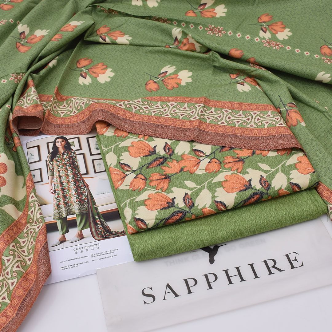 Dhanak digital printed unstitched 3 piece dress