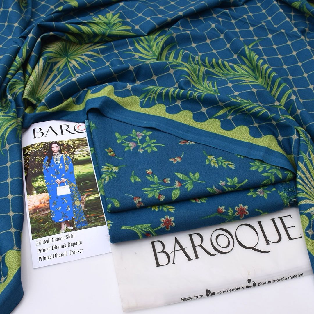 Dhanak digital printed unstitched 3 piece dress