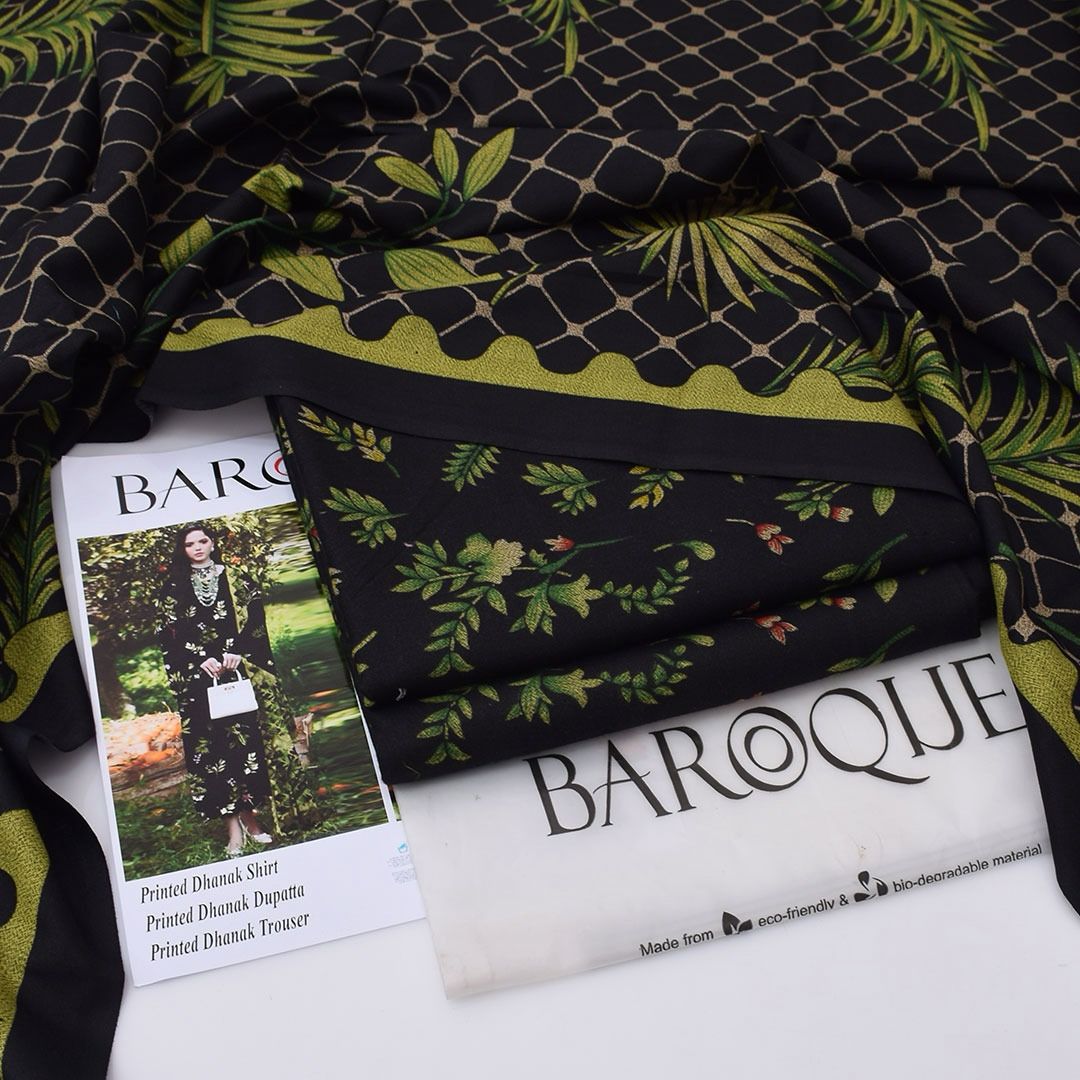 Dhanak digital printed unstitched 3 piece dress