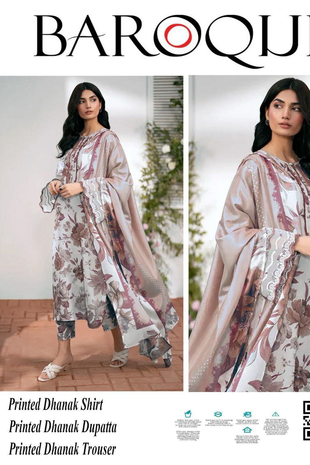Dhanak digital printed unstitched 3 piece dress